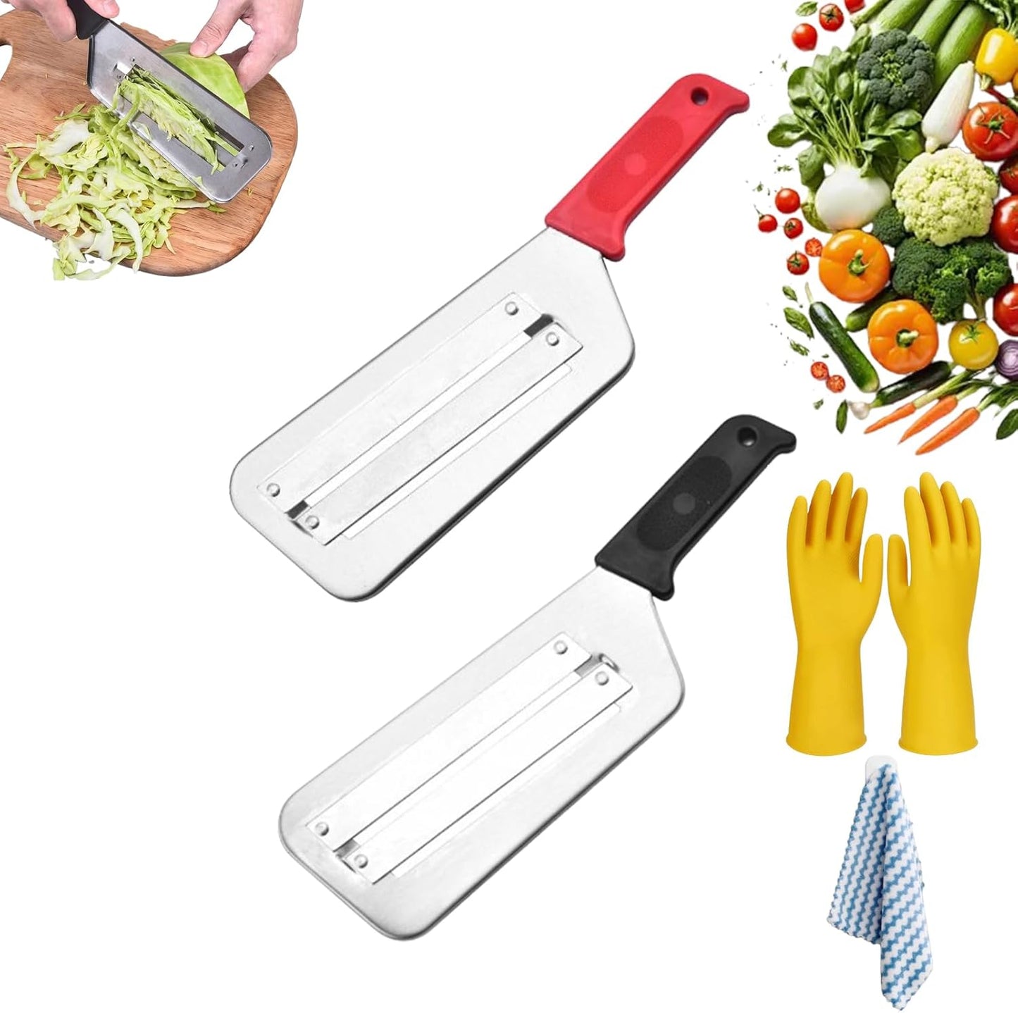 Dual Blade Julienne Cutter, Julienne Peeler Vegetable Peeler, Stainless Steel Shredder Knife, Stainless Steel Dual Blade Julienne Cutter, 2025 New Cabbage Shredder (Black)