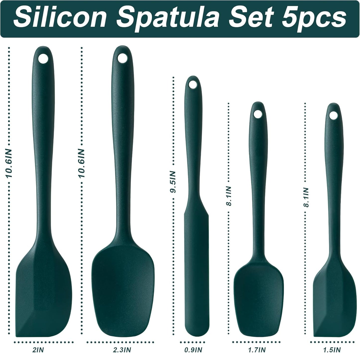 Silicone Spatula Set, 5 Piece Food Grade Rubber Spatulas for Baking, Cooking, and Mixing High Heat Resistant Non Stick Dishwasher Safe BPA-Free (Multicolor)