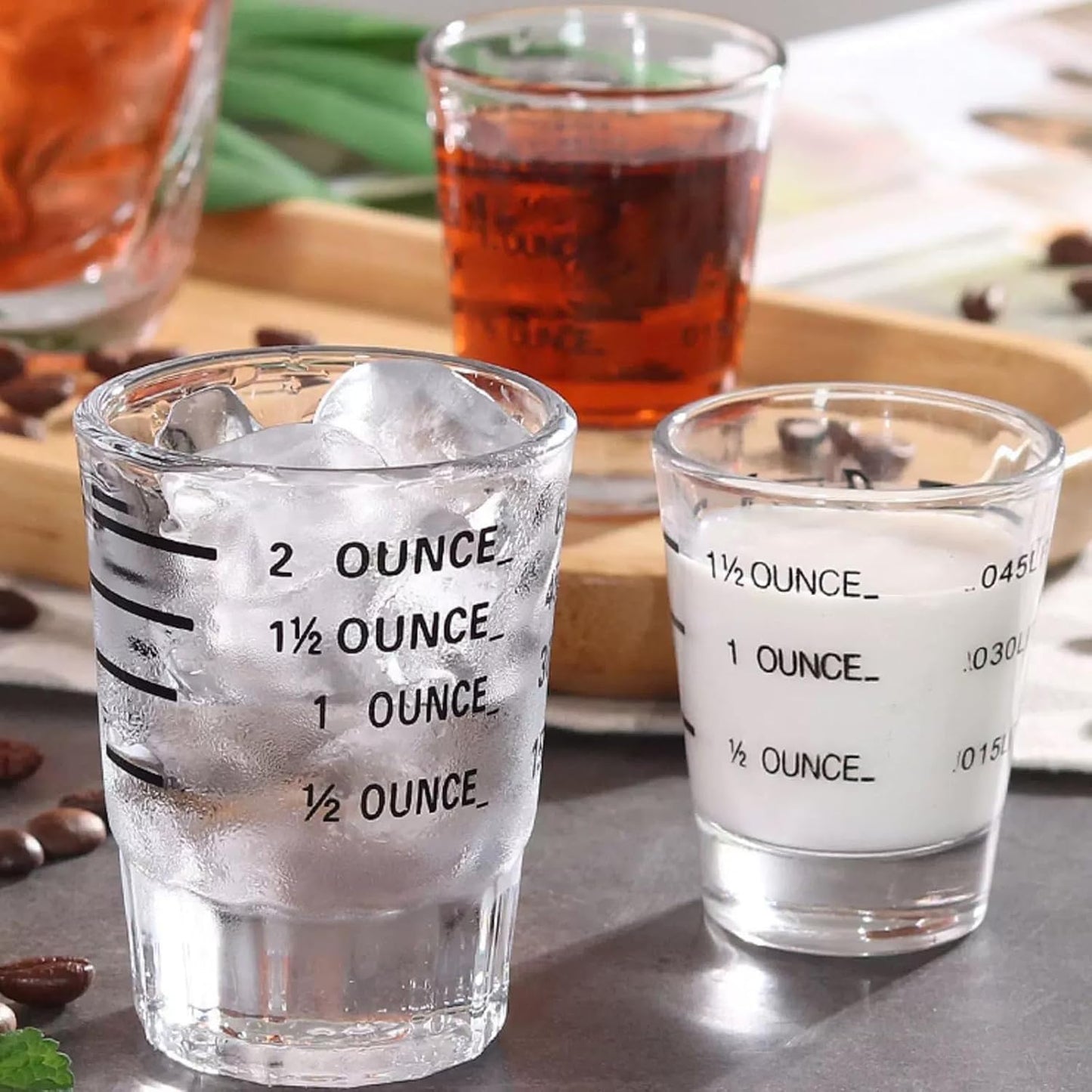 Shot Glasses Measuring cup Liquid Heavy Wine Glass Espresso Shot Glass 26-Incremental Measurement 1oz, 6 Tsp, 2 Tbs, 30ml (2 pack-black 30ml)