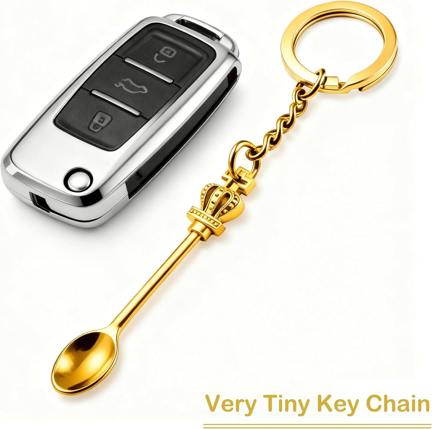 8 Pack Small Measuring Tools Spoon Keychain with Split Key Rings, Metal Mini Powder Spoons for Medicine, Pill Bottle, Craft, Partty (Multicolor, Tiny)