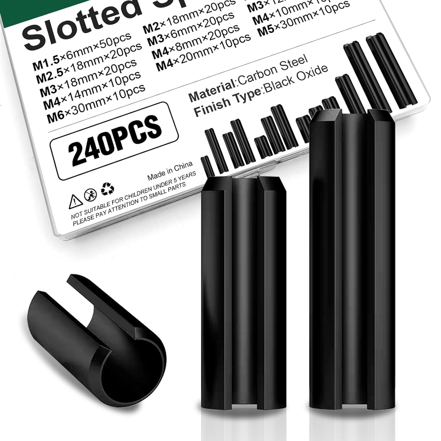 Mrdilla 460 Pcs Roll Pin Assortment, Metric Slotted Spring Pins, M1.5 M2 M2.5 M3 M4 M5 M6