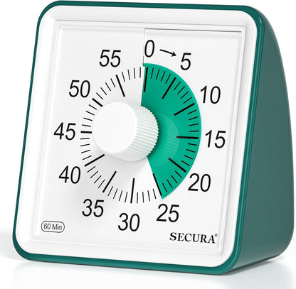 Secura 60-Minute Visual Timer, Classroom Timer, Countdown Timer for Kids and Adults, Time Management Tool for Teaching (Blue & Blue)