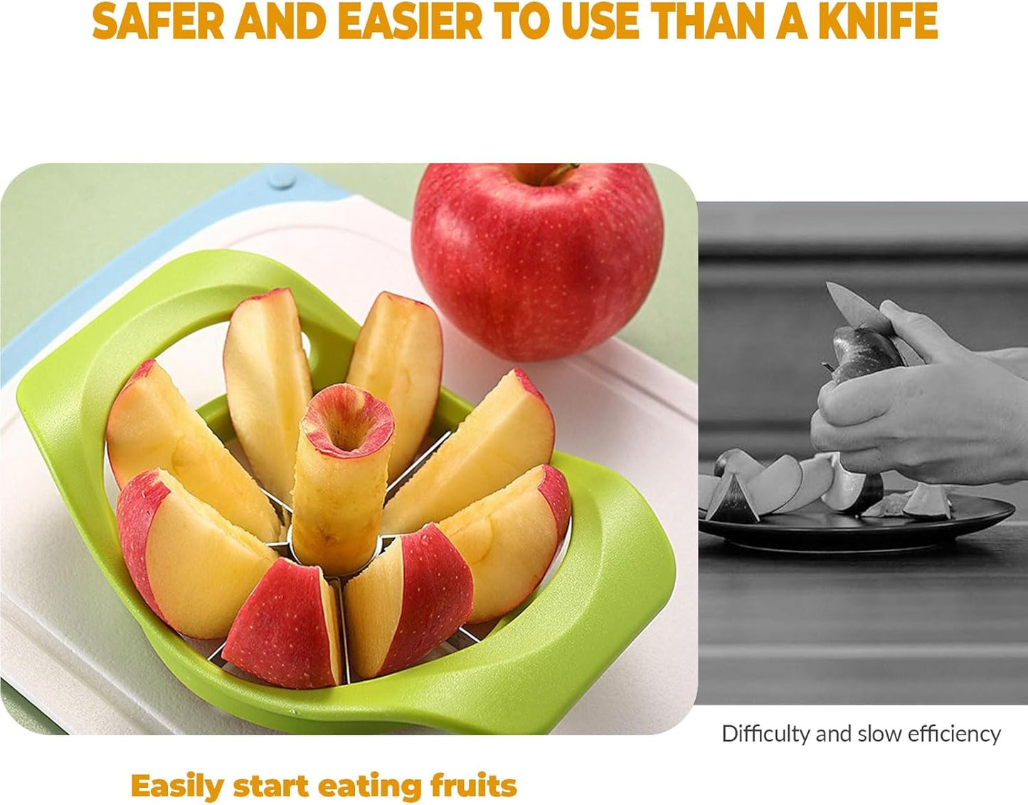 Fruit Cutter apple slicer Tool,12-Blade Fruit Corer,Anti-Slip Handle Easy to Use, Time-Saving, Stainless Steel Cutter and Divider For apple Tomato Orange Pear Pineapple kitchen gadgets