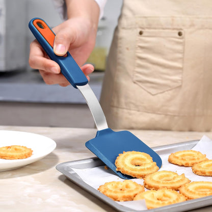 To encounter 5 Pieces Silicone Spatula Set, Non-Stick Silicone Turner Spatulas, Heat Resistance Cooking Utensils, Flip Turner for Fish, Egg, Pancake, Navy Blue