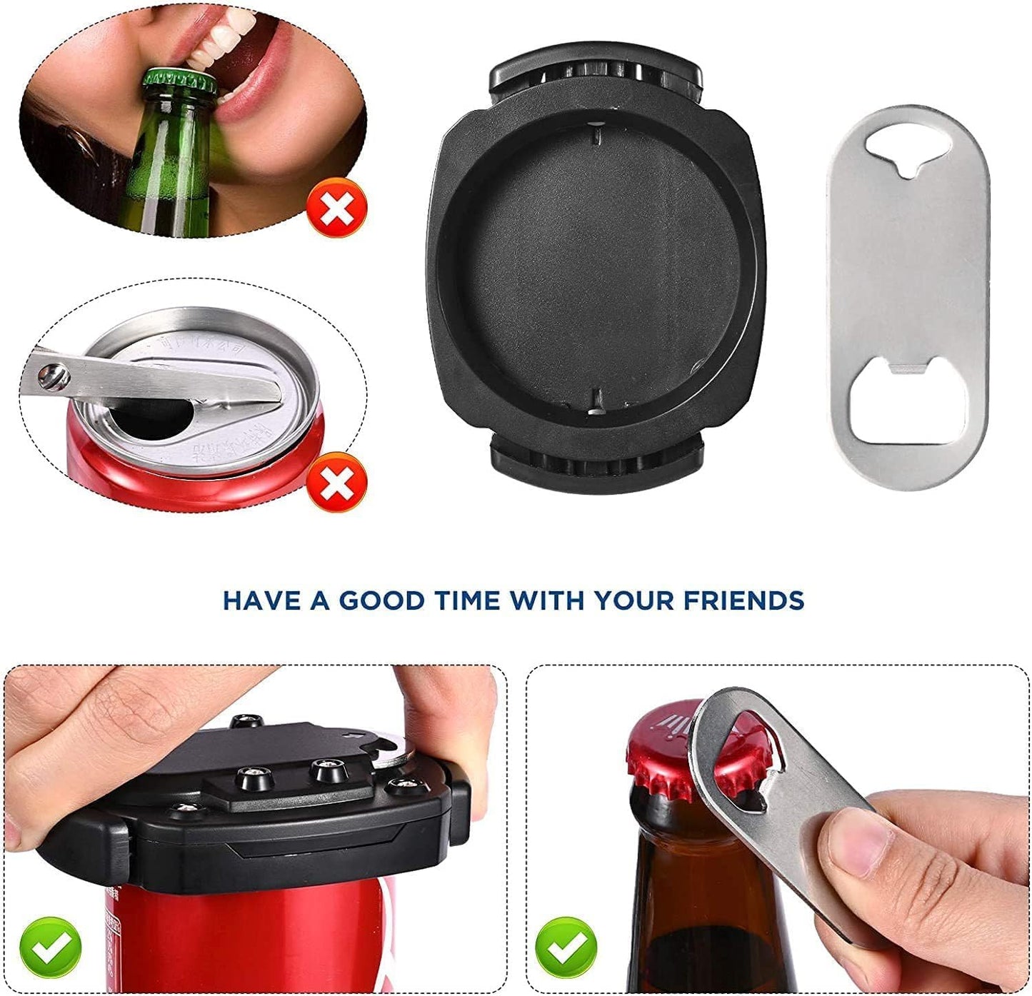 Smooth Edge Can Top Cutter Remover with 2 Silicone Guards Bottle Opener – Safe Draft Top Opener for Beer Soda Cans, DIY Plant Pot Storage Container