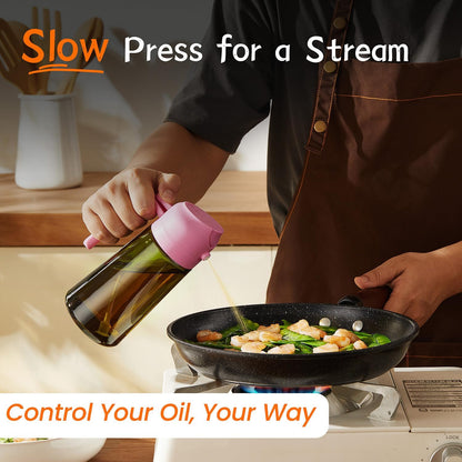 TrendPlain - Original 16oz/470ml Olive Oil Dispenser Bottle for Kitchen Gadgets and Air Fryer Accessories - Olive Oil Sprayer for Cooking w/Stickers - Black