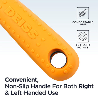 Deiss PRO Swivel Vegetable Peeler - Sharp Stainless Steel Peeler With Easy Non-Slip Hand Grip, Potato Peelers For Kitchen, Fruit, Carrot, Apple, Veggie, Kiwi, Durable, And Dishwasher Safe (ORANGE)
