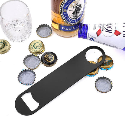 KTOJOY 4 PACK Stainless Steel Flat Bottle Opener, Beer Bottle Opener, 7inch, with Exquisite Packaging, for Kitchen, Bar or Restaurant, Black,