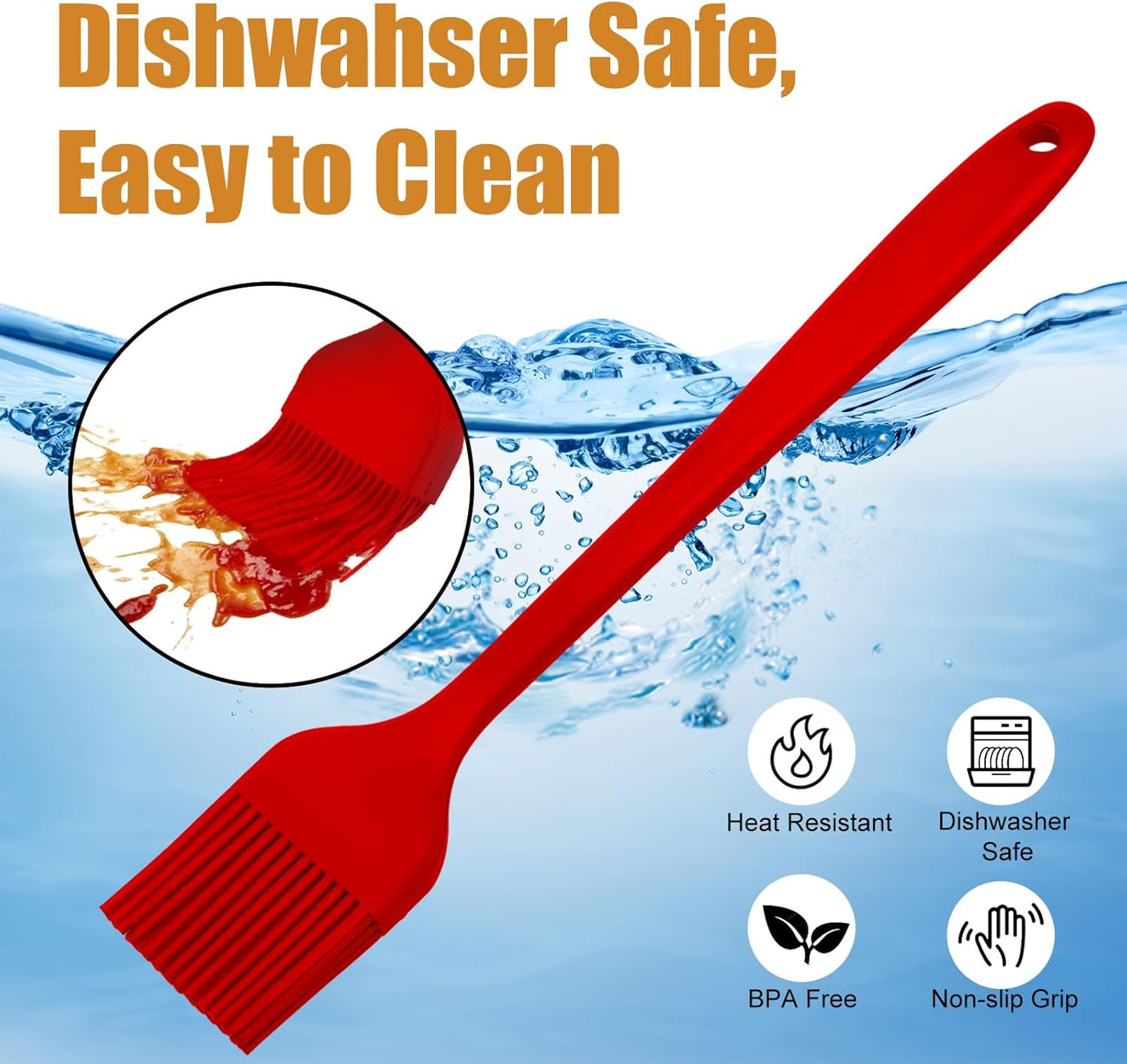 Silicone Basting Brush 2 Pcs Pastry Brush for Oil, BBQ, Grill, Sauce Baking Cooking, Dishwasher Safe (Blue)