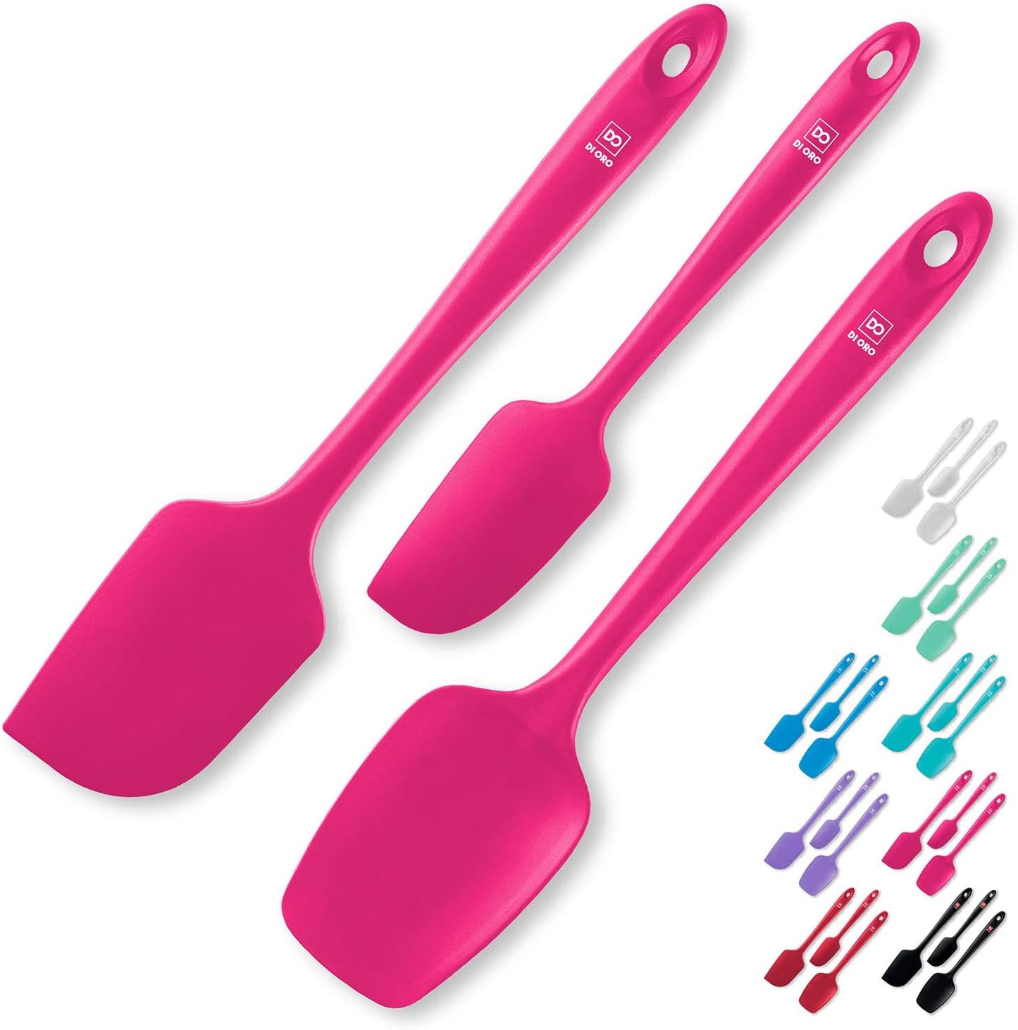 DI ORO Silicone Spatula Set - Rubber Kitchen Spatulas for Baking, Cooking, & Mixing - 600°F Heat-Resistant & BPA Free Silicone Scraper Spatulas for Nonstick Cookware - Dishwasher Safe (3pc, Stone)