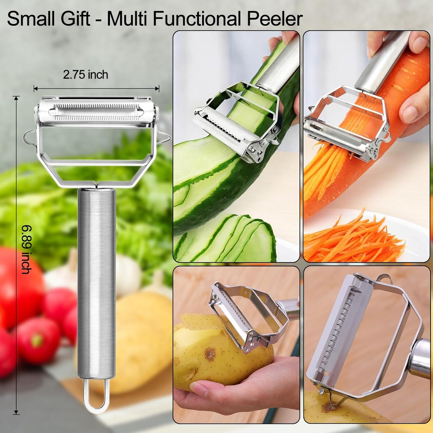 French Fry Cutter, Potato Slicer French Fries with 2 Different Sizes Stainless Steel Blades and No-Slip Suction Base for Potatoes Carrots Cucumbers