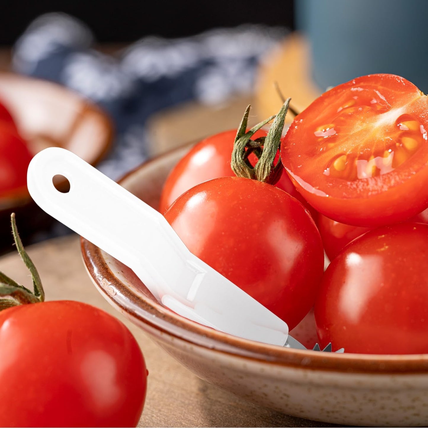 4pcs Stainless Steel Fruit Corer Tool, Tomato Strawberry Huller Vegetable Stem Remover Kitchen Gadget for Easy Fruit Balling (White)