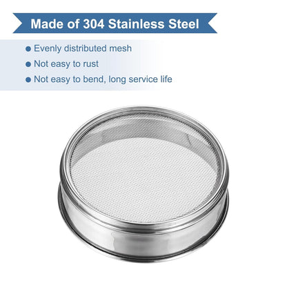 PATIKIL 220 Mesh(0.0385mm) Lab Sieve, 5.9"(15cm) Diameter Sifting Screen 304 Stainless Steel Wire Cloth Fine Mesh Sieve for Industrial Laboratory Home Soil Sifter Dry Sift Screens Hash - Colors A