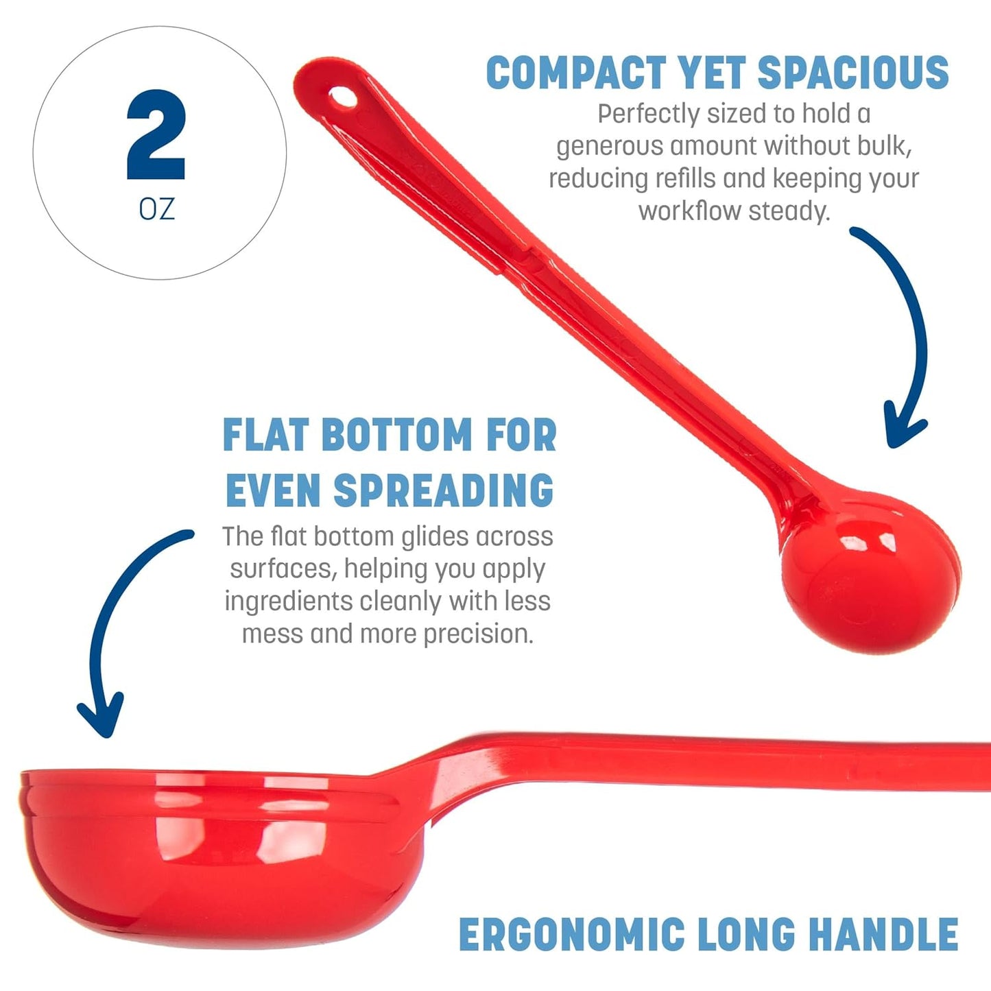 Carlisle FoodService Products 399214 Solid Long Handle Portion Control Spoon, 8 oz, Blue
