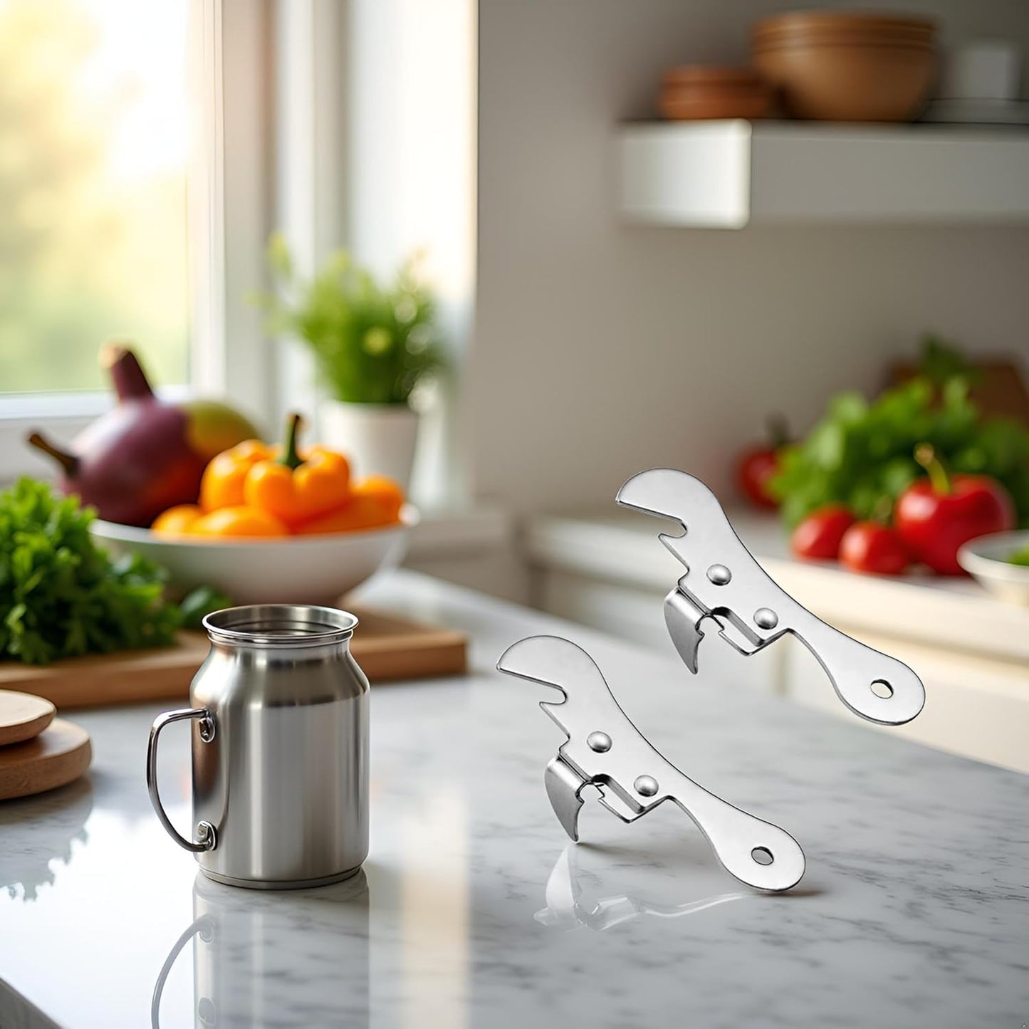 2Pcs Silver One Size Stainless Steel Can Opener Manual Can Opener Multifunctional Kitchen Accessories, Manual Can Openers