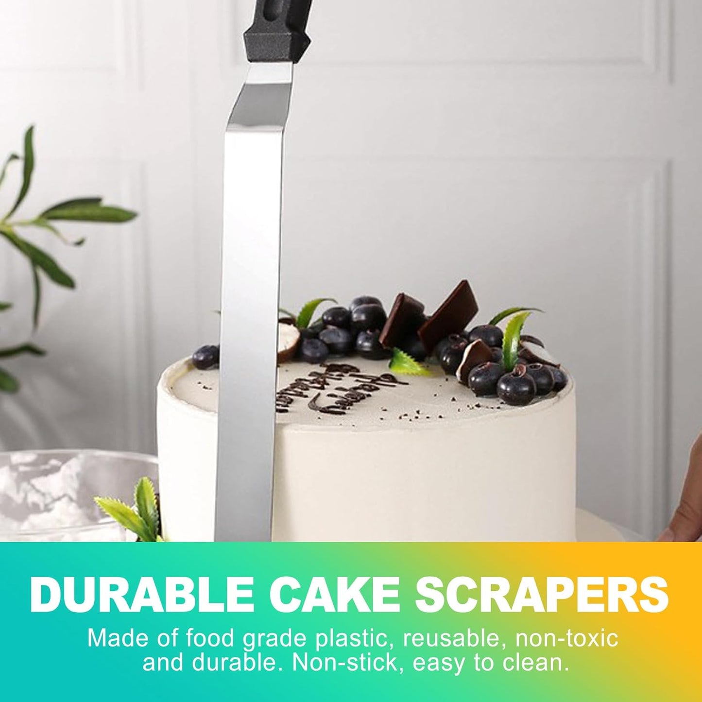 2-Piece Angled Icing Spatula Set (6" & 8"), Stainless Steel Offset Spatulas with Ergonomic Handle for Effortless Cake Decorating & Frosting
