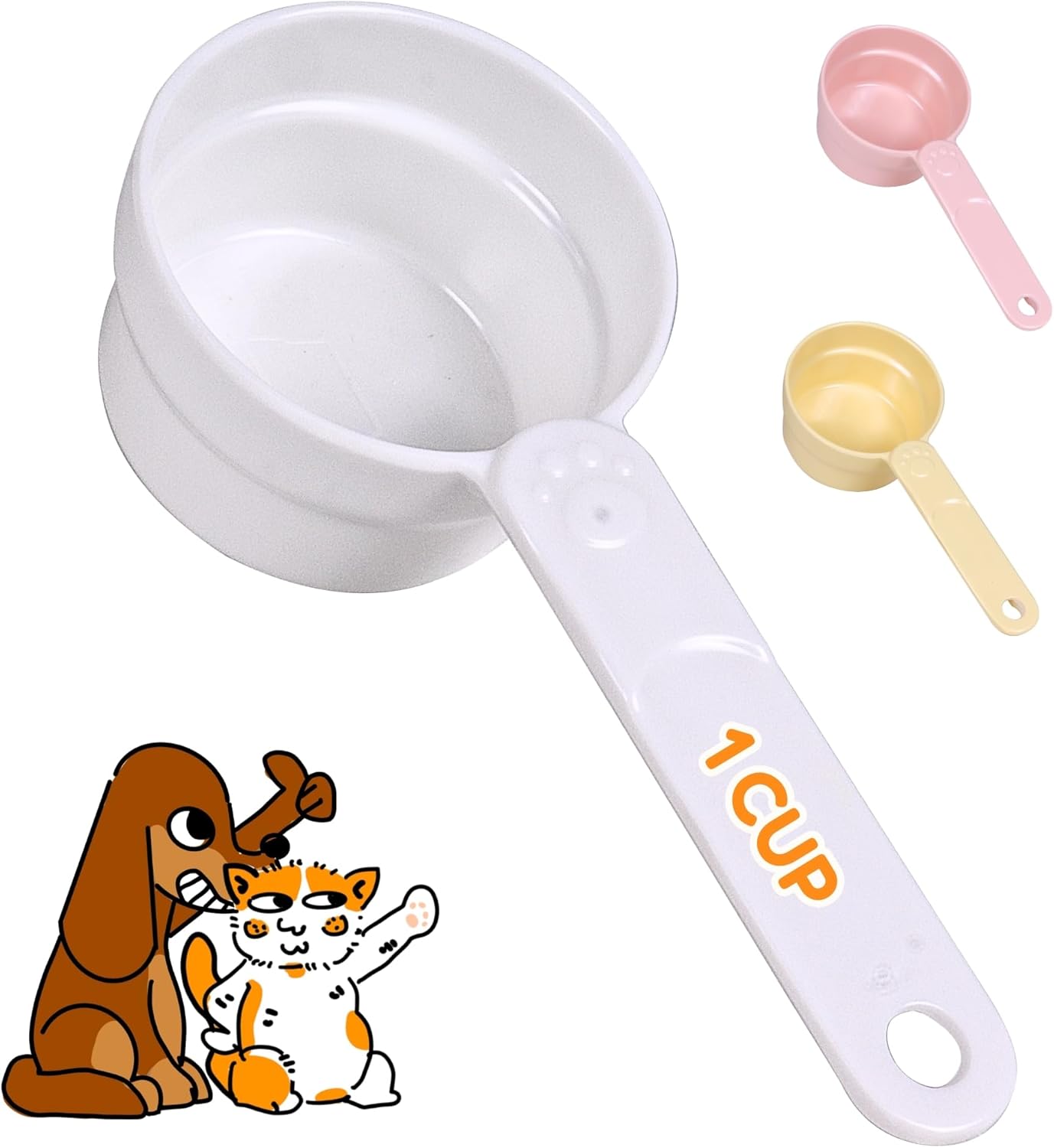1/2 Cup Dog Food Scoop, Extra Long Handle Sturdy Melamine Pet Food Measuring Scoop with Clear Marking Lines, BPA-Free, Shatterproof, Dishwasher Safe (Butter Yellow, 1/2 Cup)