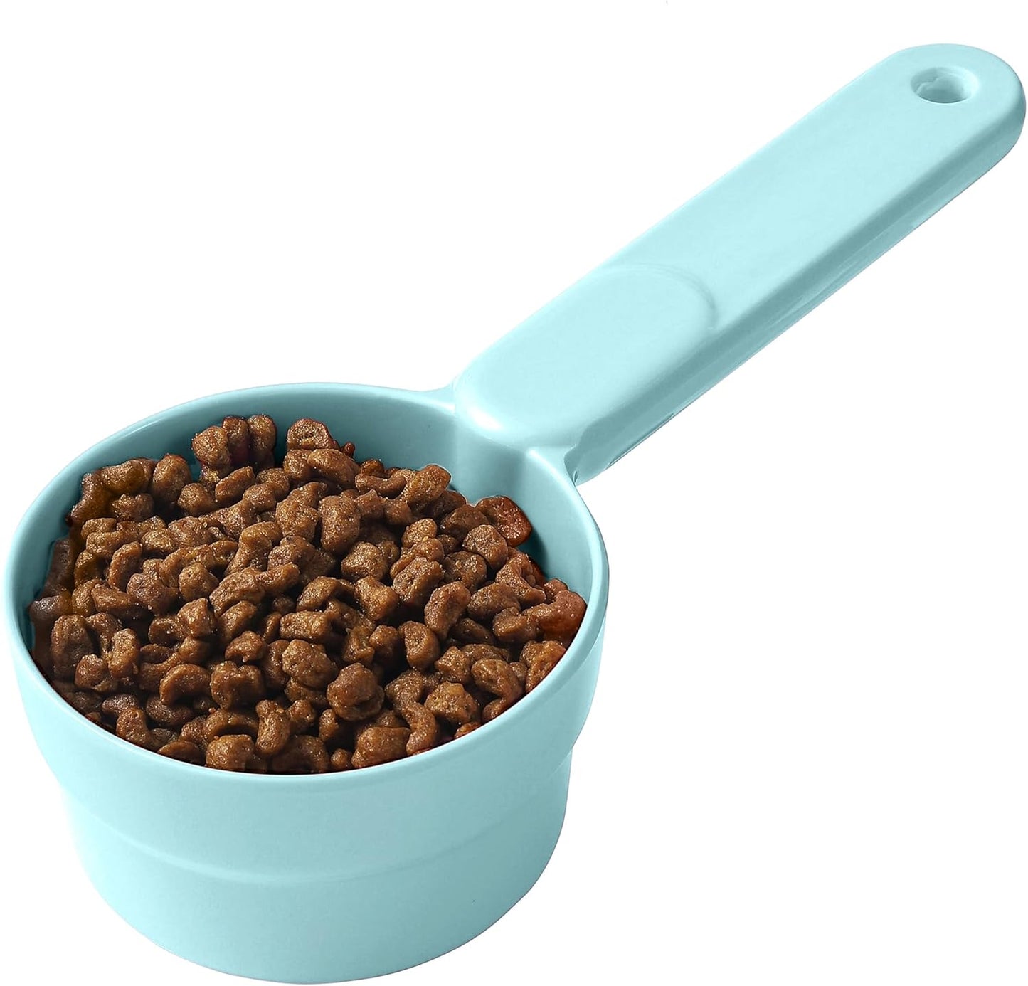 Joyinjojo Dog Cat Food Scoop - Pet Food Scoop Dog Food Measuring Cup 1/2 1/4 Cup, Comfortable Long Handle for Easy to Scoop Food, Soft Pink 1/2 Cup