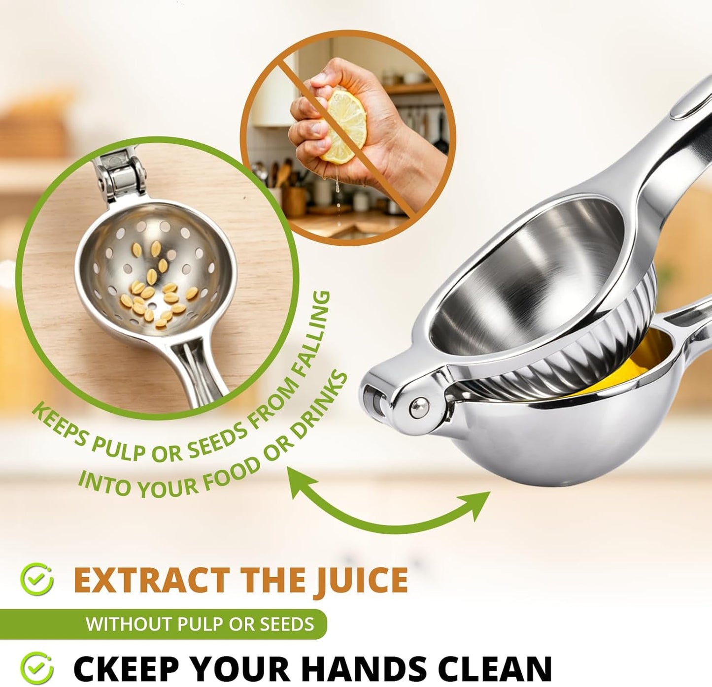 Lemon Squeezer Heavy Duty Metal Manual Hand Press Citrus Juicer for Oranges, Limes, Exprimidor de Limones Durable Metal Citrus Squeezer for Kitchen, Bar, Home Use