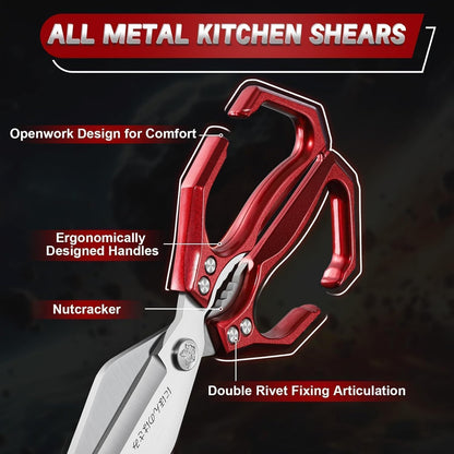 Dream Reach Poultry Shears, Heavy Duty Kitchen Shears with Serrated Edge, No Rust Spring Loaded, Multipurpose Stainless Steel Kitchen Scissors for Chicken, Bone, Meat, Turkey, Fish Thanksgiving Gifts
