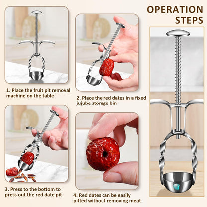 VolksRose Cherry Pitter Tool, Multi Stoner Fruit Remover with Stainless Steel Rod, Dates Pitting Device for Red Dates, Hawthorn, Cherries, Jujubes
