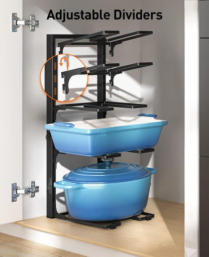 ORDORA Pots and Pans Organizer for Cabinet 16.61 Height, 8 Tier Pot Organizers Rack with 3 DIY Methods, Adjustable Pan Organizer under Cabinet Kitchen Organization and Storage