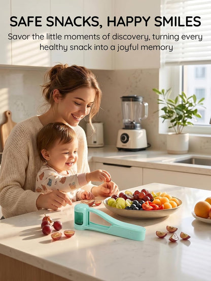Homnoble Grape Cutter for Toddlers & Baby - Stainless Steel Grape & Cherry Tomato Slicer for Kids Lunch Box - Portable Small Fruit Quarterer Tool, Prep for Salad & Healthy Snacks