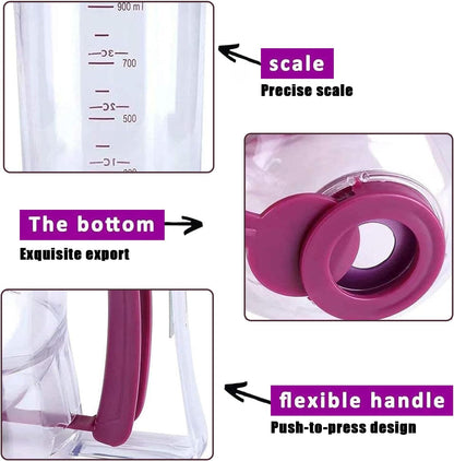 Kitchen Batter Dispenser,Squeeze Handle,Tool for Perfect Pancakes, Cupcake, Waffle, Muffin Mix, Cake & Crepe,Easy-Pour Pancake Dispenser Bottle for Smooth Baking(Purple)