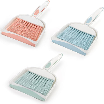 Frcctre 3 Pack Small Dustpan and Brush Set, Multipurpose Plastic Small Hand Whisk Broom and Dustpan Set Cleaning Sweep Tools for Desk Car Keyboard Countertop Home Kitchen