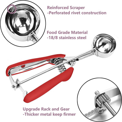 Ice Cream Scoop, 18/8 Stainless Steel Cookie Scoop, Cookie Scoops for Baking, 2 Tbsp/ 30 ml/ 1 oz Cookie Dough Scoop, Ice Cream Scooper with Trigger Release, Cookie Scooper for Baking
