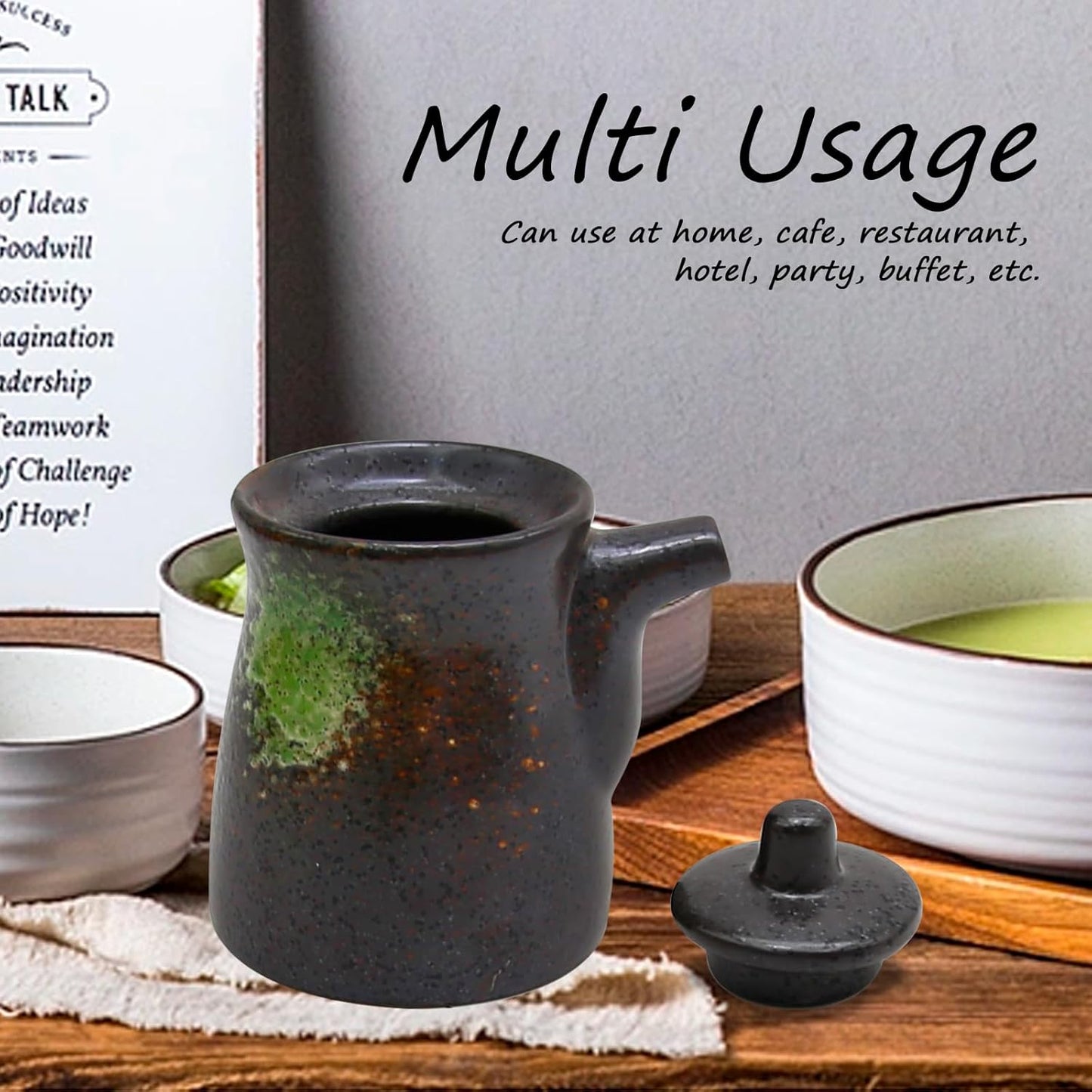 MDEOOSKY Ceramic Seasoning Bottle, Japanese Style Earthenware Ceramic Oil Dispenser, Olive Oil Dispenser, Sushi Sauce Container, 6.76 fl oz