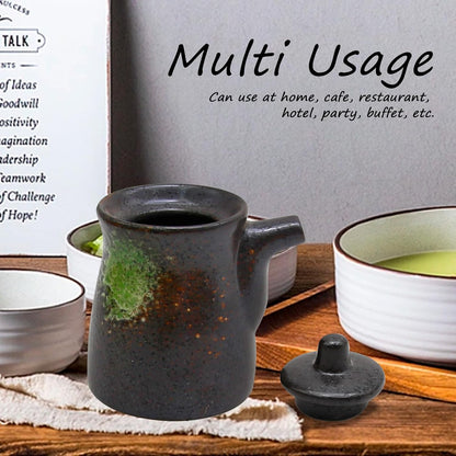 MDEOOSKY Ceramic Seasoning Bottle, Japanese Style Earthenware Ceramic Oil Dispenser, Olive Oil Dispenser, Sushi Sauce Container, 6.76 fl oz