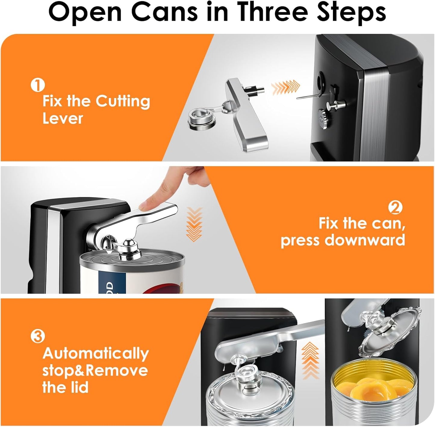 Davivy Electric Can Opener - One-Touch Hands-Free Operation,Removable Stainless Steel Cutter, 3-in-1 Design with Knife Sharpener&Bottle Opener(Blue)