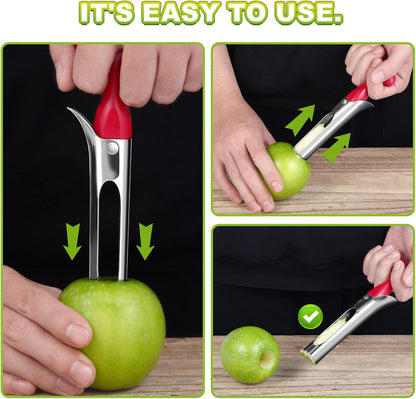 Apple Corer Tool with Sharp Serrated for Pears,Premium Apple Core Remover,Easily Core Fruits,Fruit Flesh Separator Apple Core Puller（Red）