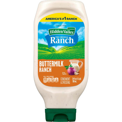 Hidden Valley Buttermilk Ranch Condiment and Dressing, Easy Squeeze Bottle, 24 Fl Oz (Package May Vary)