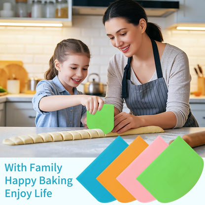 4 Pcs Flexible Dough Scraper,Sourdough Scraper,Pastry Cutter for Sourdough, Multifunctional Kitchen Scraper Tool, Baking, Bread Dough Cutter, Cake Smoother for Icing(4 Colors)