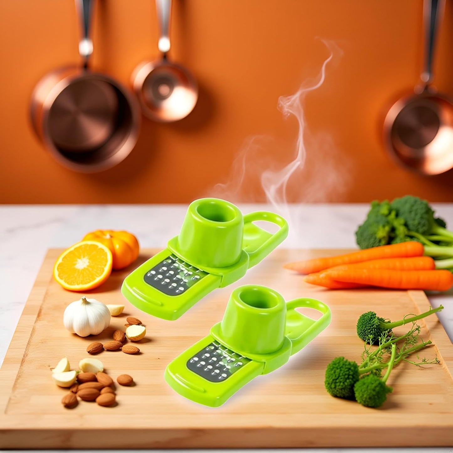 2Pcs Green Multifunction Ginger Grater Tool Mini Grater Nutmeg Grinder Garlic, Kitchen Manual Fruit Vegetable Nuts Chopper Grinder Garlic Presses Kitchen Utensils and Gadgets