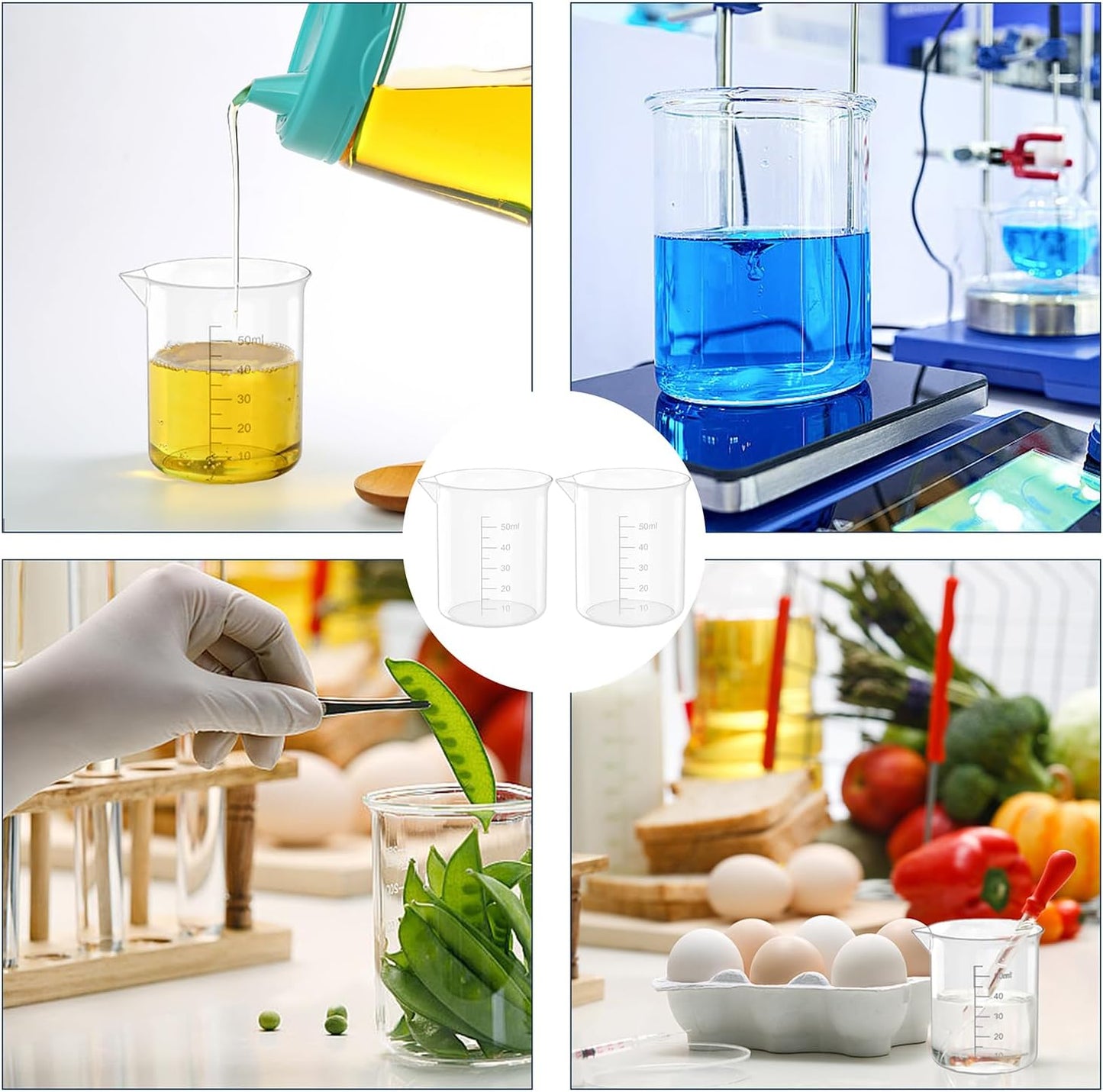 12 Pcs 3.4 Oz Transparent Lab Measuring Cup, 100ml Plastic Beaker Cups, for Science Experiment, Liquid Measuring
