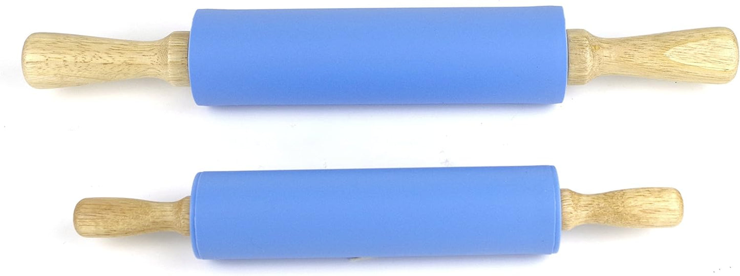 Silicone Rolling Pin for Baking Non-stick Rolling Pin Dough Roller Wooden Handle Kitchen Accessories Pastry Roller