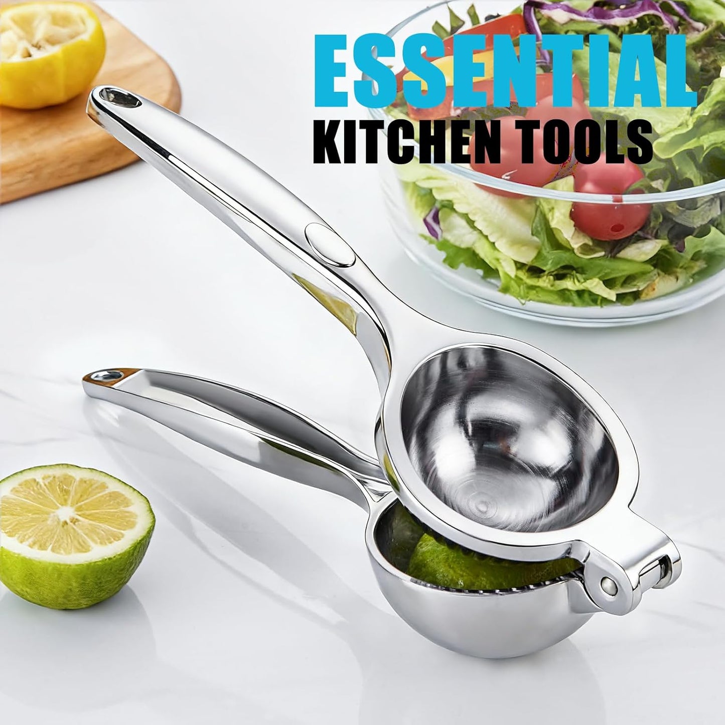 Lemon Squeezer Manual, Large Handheld Metal Lemon Juicer Squeezer Dishwasher Safe, Heavy Duty Lemon Press Squeezer is Suitable for Lemon, Lime, and Citrus,Easy to Use and Clean - Silver