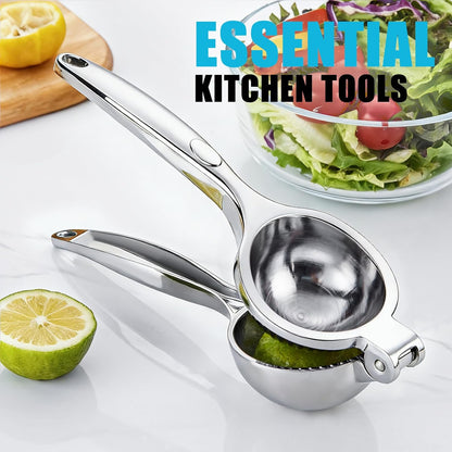 Lemon Squeezer Manual, Large Handheld Metal Lemon Juicer Squeezer Dishwasher Safe, Heavy Duty Lemon Press Squeezer is Suitable for Lemon, Lime, and Citrus,Easy to Use and Clean - Silver