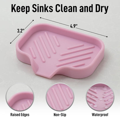 Zulay Kitchen (9x3.5in Sponge Holder for Kitchen Sink - Flexible Heavy-duty Multipurpose Sink Caddy - Counter Organizer for Kitchen, Bathroom, Makeup, Trinkets & More! (Grey)