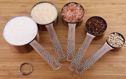 Smithcraft Copper Measuring Cups and Spoons Set, Metric & US Stainless Steel 5 Measuring Cups and 6 Measuring Spoons for Baking & Kitchen