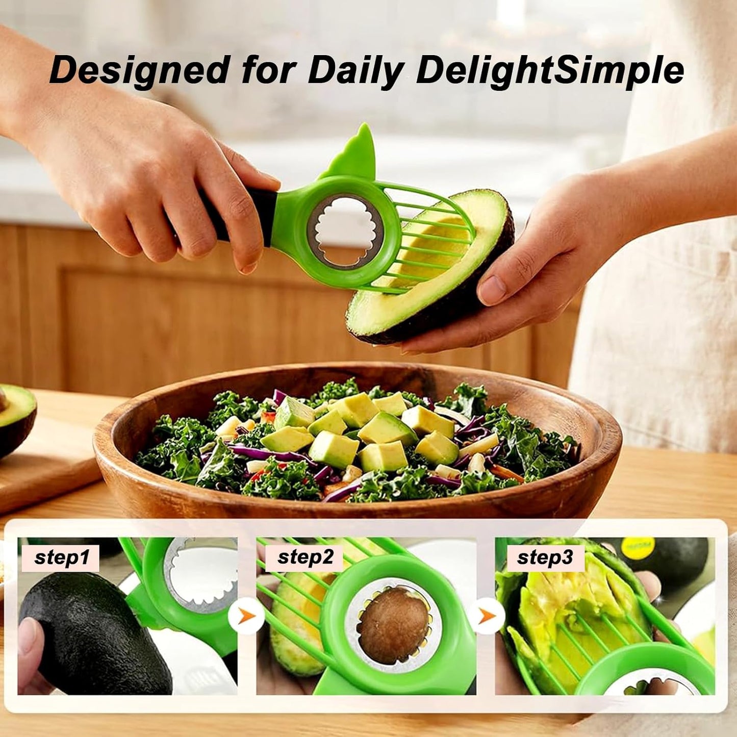 3-in-1 Avocado Slicer Tool, New Avocado Pitter, Multifunctional Avocado Tool for Kitchen Helper, Avocado Cutter, Corer, Peeler, Avocado Peeler for Kitchen (1PCS)