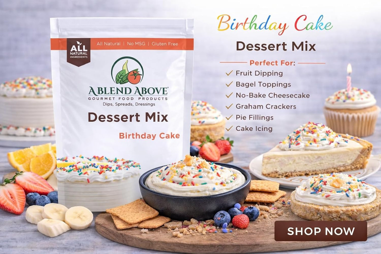 A Blend Above Banana Cream No-Bake Dessert Mix, 3 Pack, No-Bake Cheesecake, Fruit Dip, Dessert Mix, Bagel Topping, Frosting, Cheesecake Filling, Quick and Easy to Make, Makes 16 Ounces, Cream Cheese,
