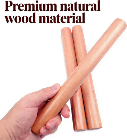 3-Pack 10-Inch Wooden Rolling Pins – Classic 1-Inch Diameter Baking Tools for Dough & Pastry