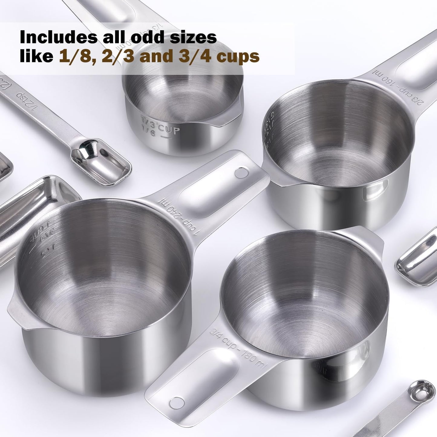 20PCS Measuring Cups and Spoons Set, Stainless Steel Stackable Nesting Measuring Set with Leveler for Baking, Cooking, Dry & Liquid Ingredients