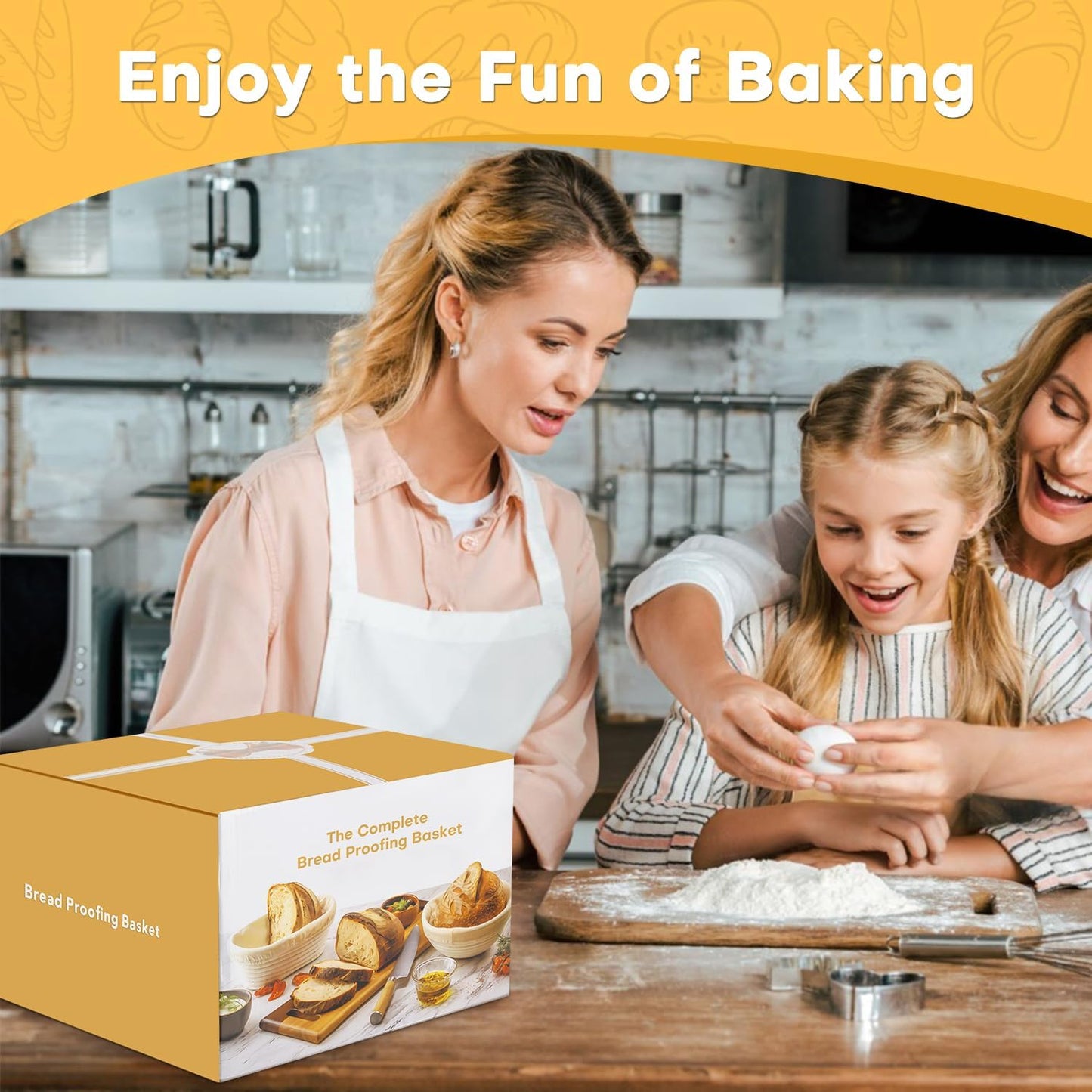 Sourdough Starter Kit, Sourdough Kit Include Banneton Proofing Basket, Sourdough Starter Jar, Bread Lame, Dough Scraper, Dough Whisk Scraper and Silicone Bread Sling