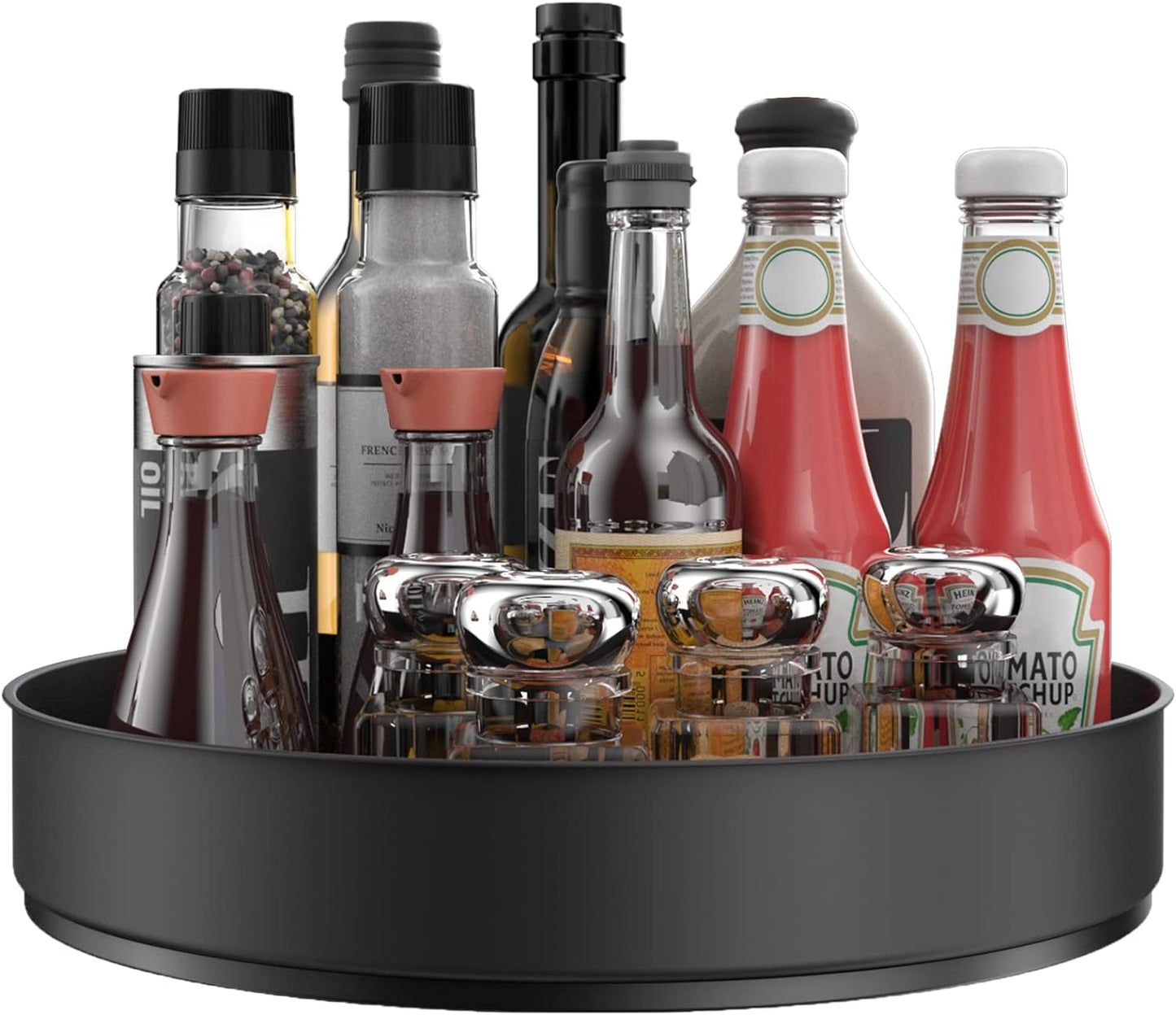 VAEHOLD Lazy Susan Turntable Spice Rack Organizer for Kitchen Cabinet, Storage Tray for Fruit, Snacks, Salad - Organizer for Cupboard, Pantry, Bathroom, Table, Cosmetic (White, 9 4/5'')