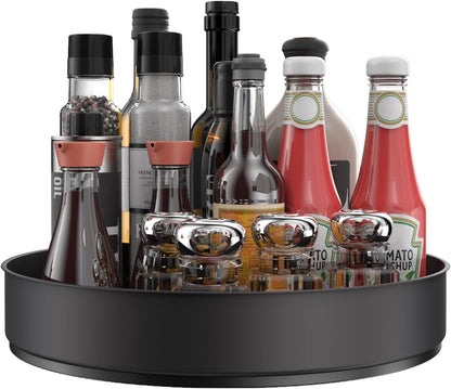 VAEHOLD Lazy Susan Turntable Spice Rack Organizer for Kitchen Cabinet, Storage Tray for Fruit, Snacks, Salad - Organizer for Cupboard, Pantry, Bathroom, Table, Cosmetic (White, 9 4/5'')